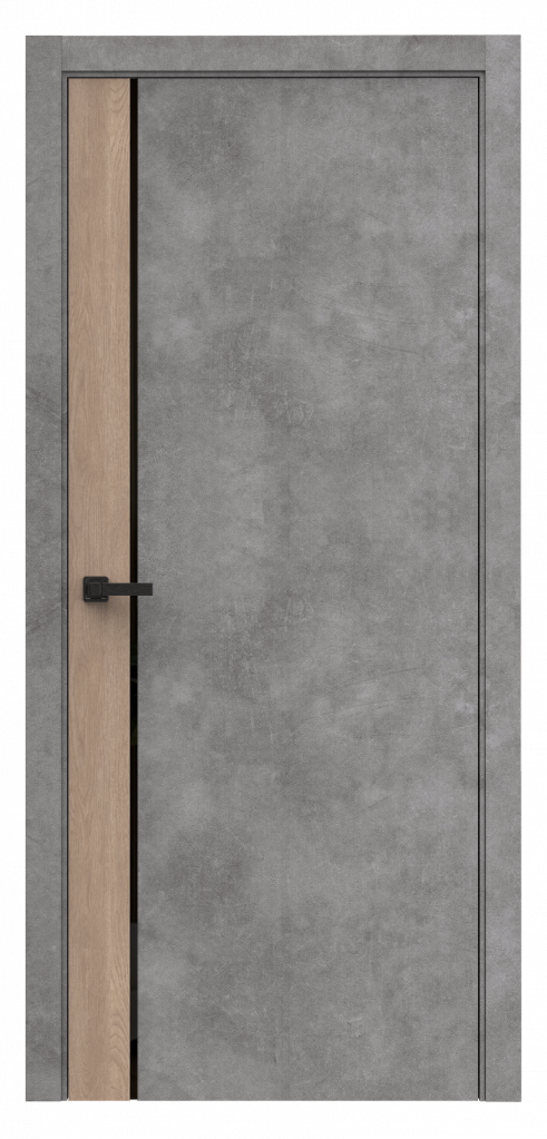 80 Дверь межкомнатная QF7 Бетон серый-Дуб миэли черная лакобель ПО