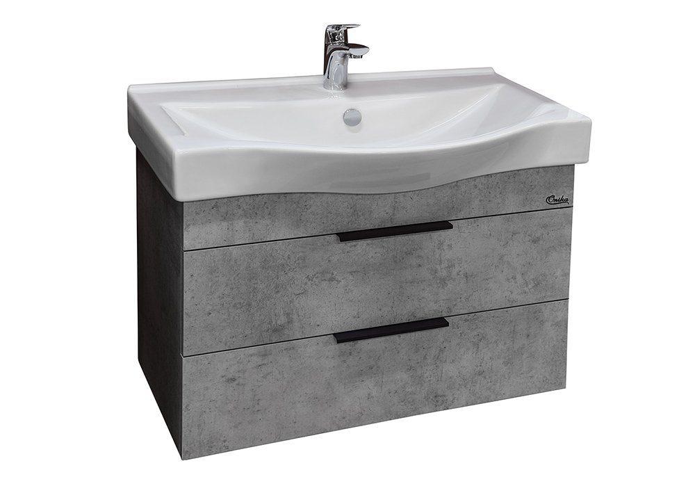 Тумба подвесная 2 ящика Девис с умывальником Беверли