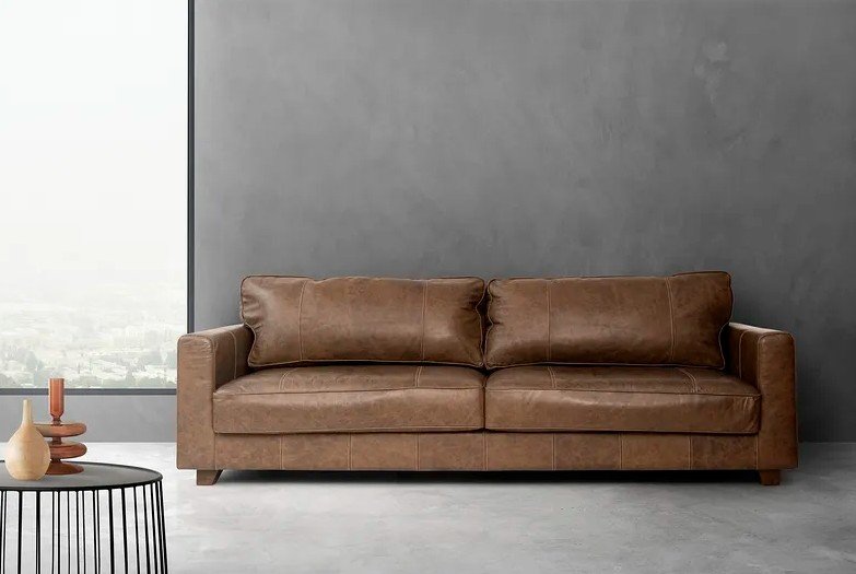 Кожаный диван в стиле лофт
